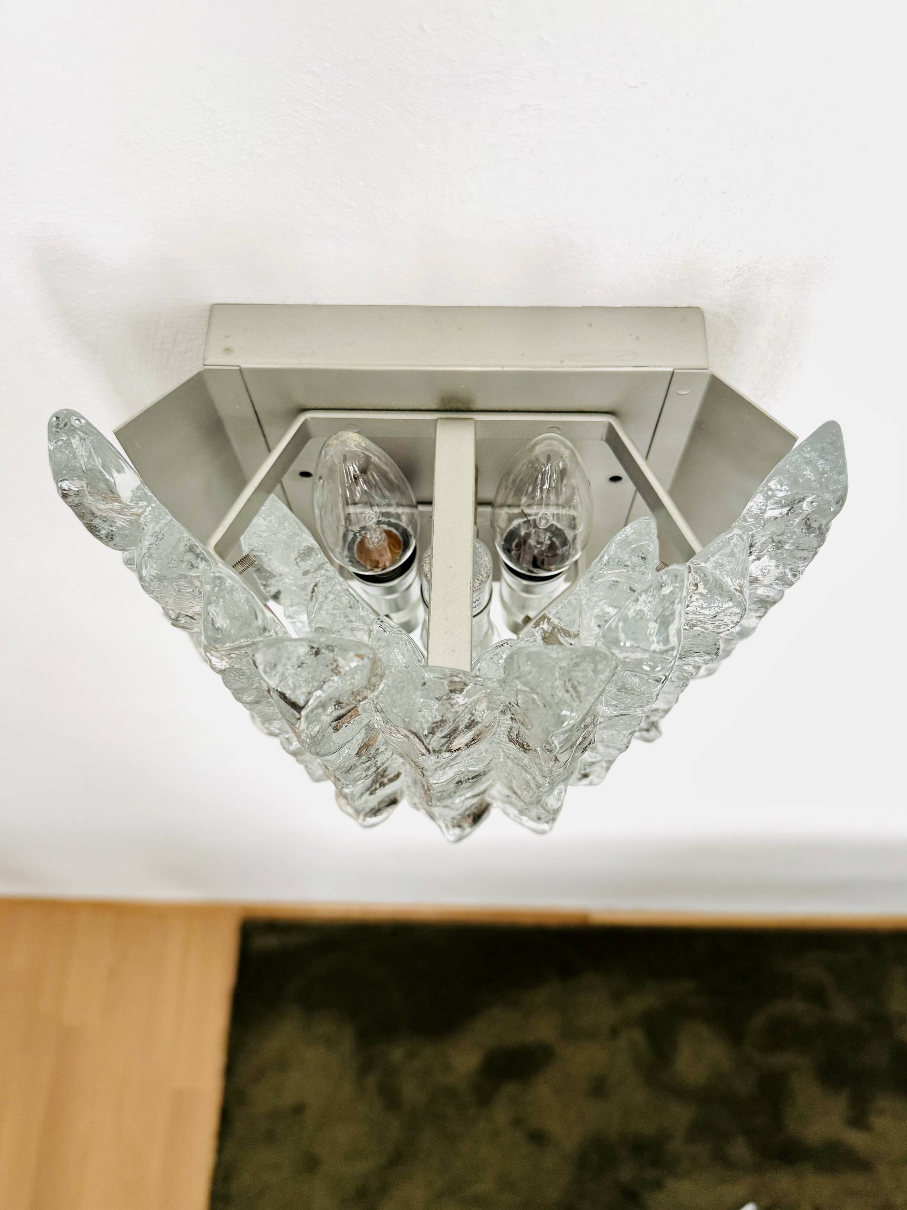 Set of 2 Austrian Ice Glass Wall Lamps by J.T. Kalmar