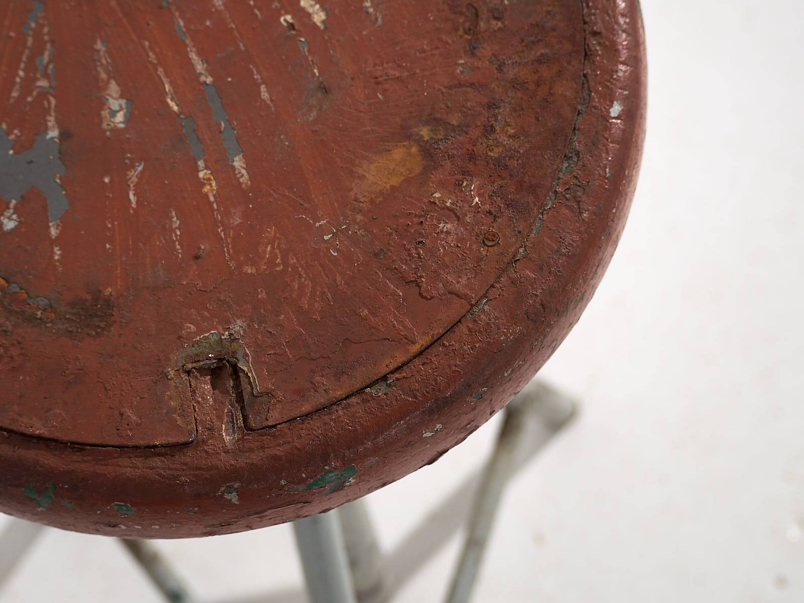 Industrial Style Round Metal Stool (c.1950) #9