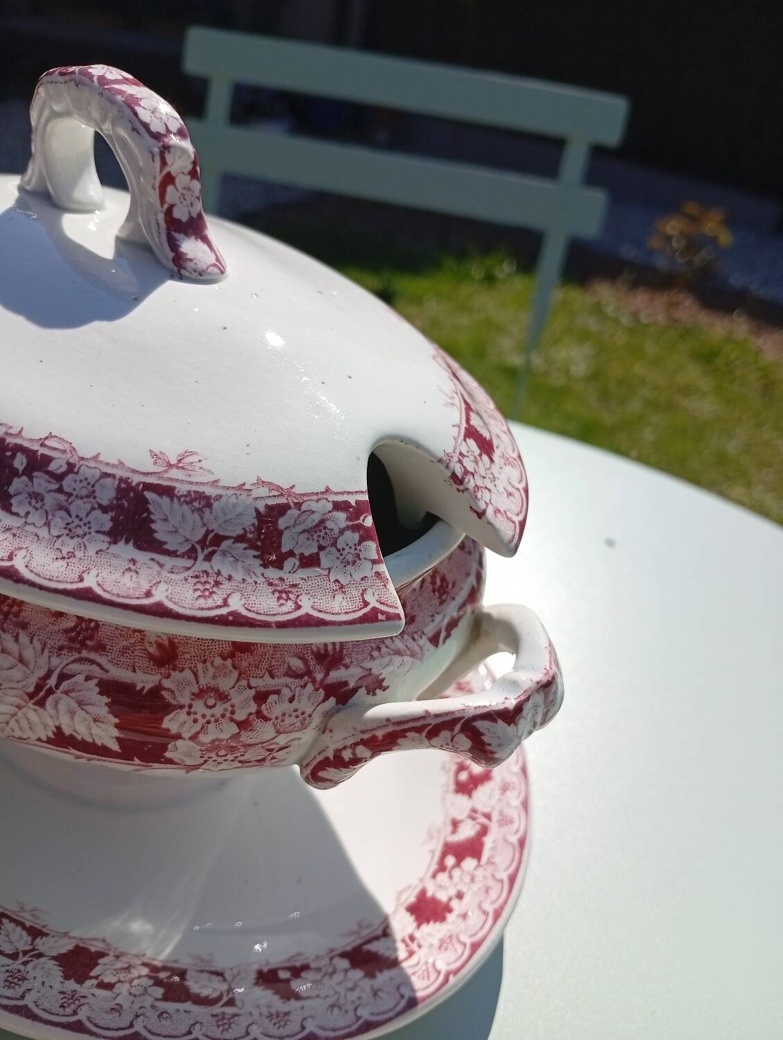 Antique sauce boat from the late 19th century, ironstone.