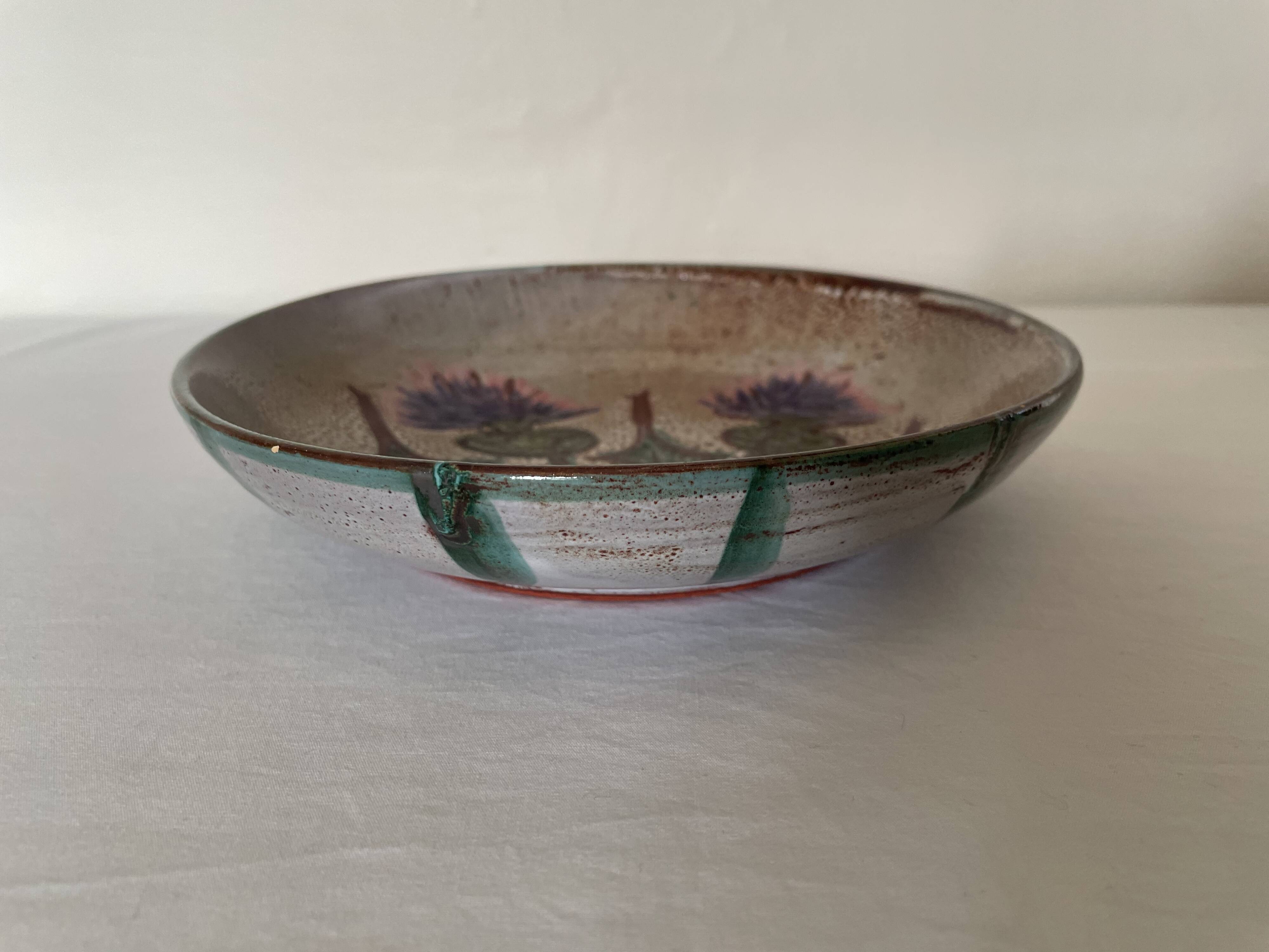 Vallauris deep plate with thistles