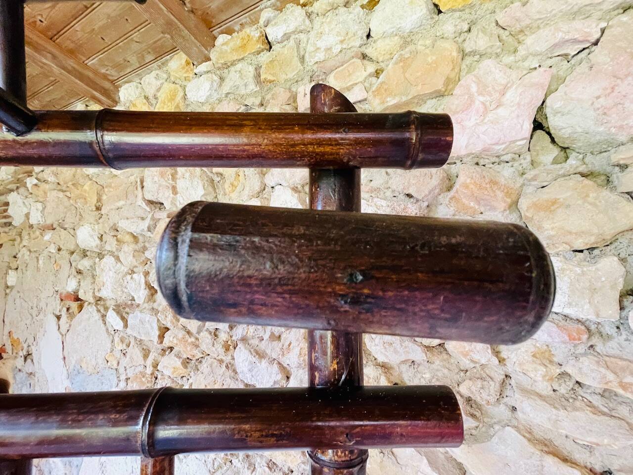 Vestiaire d’entree vintage en bambou avec miroir circa 1920’s