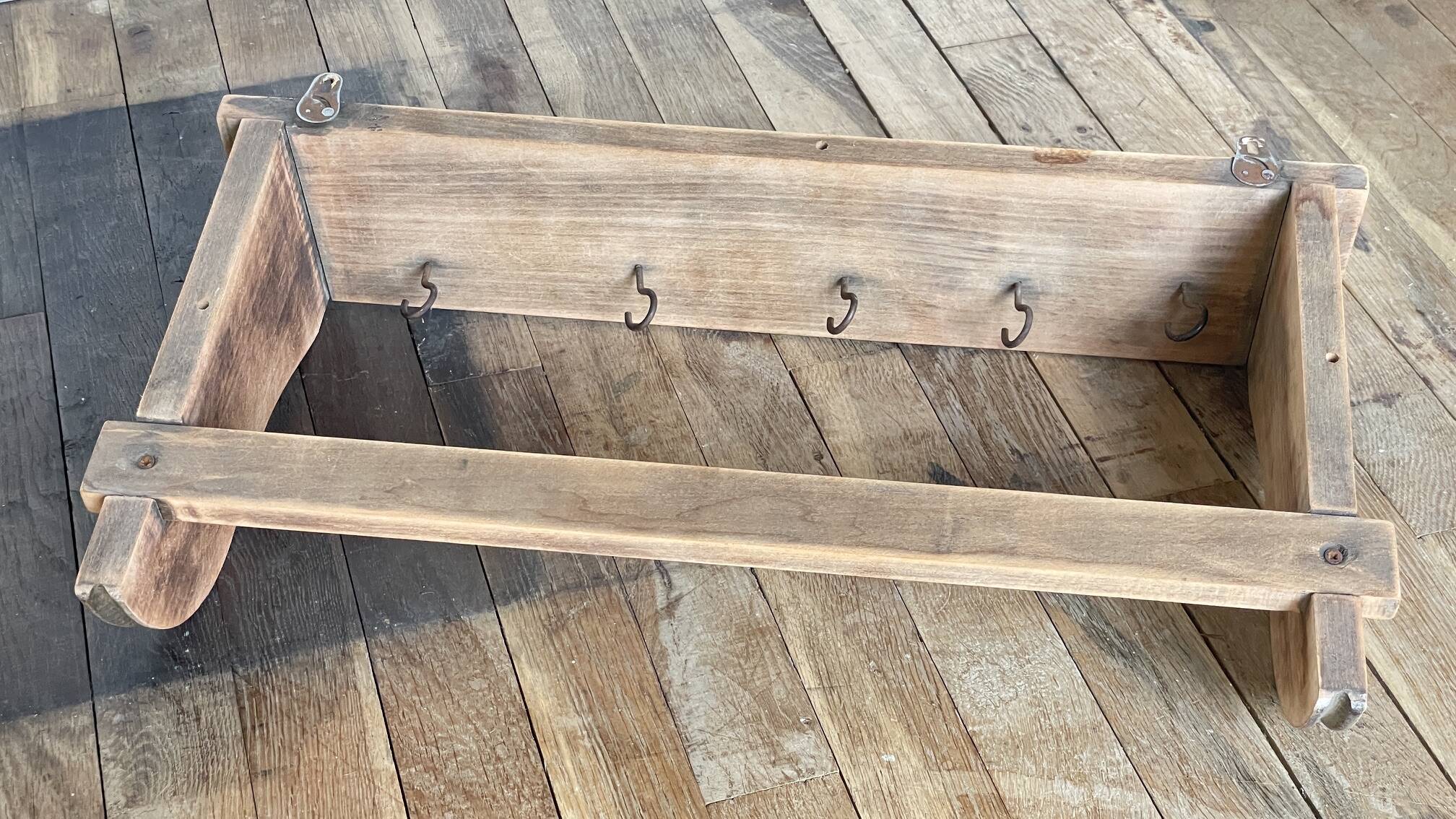 ETAGERE Vintage 5 Crochets BOIS Brut