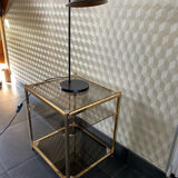 End of sofa 3 trays in smoked glass and brass-frame 70 year