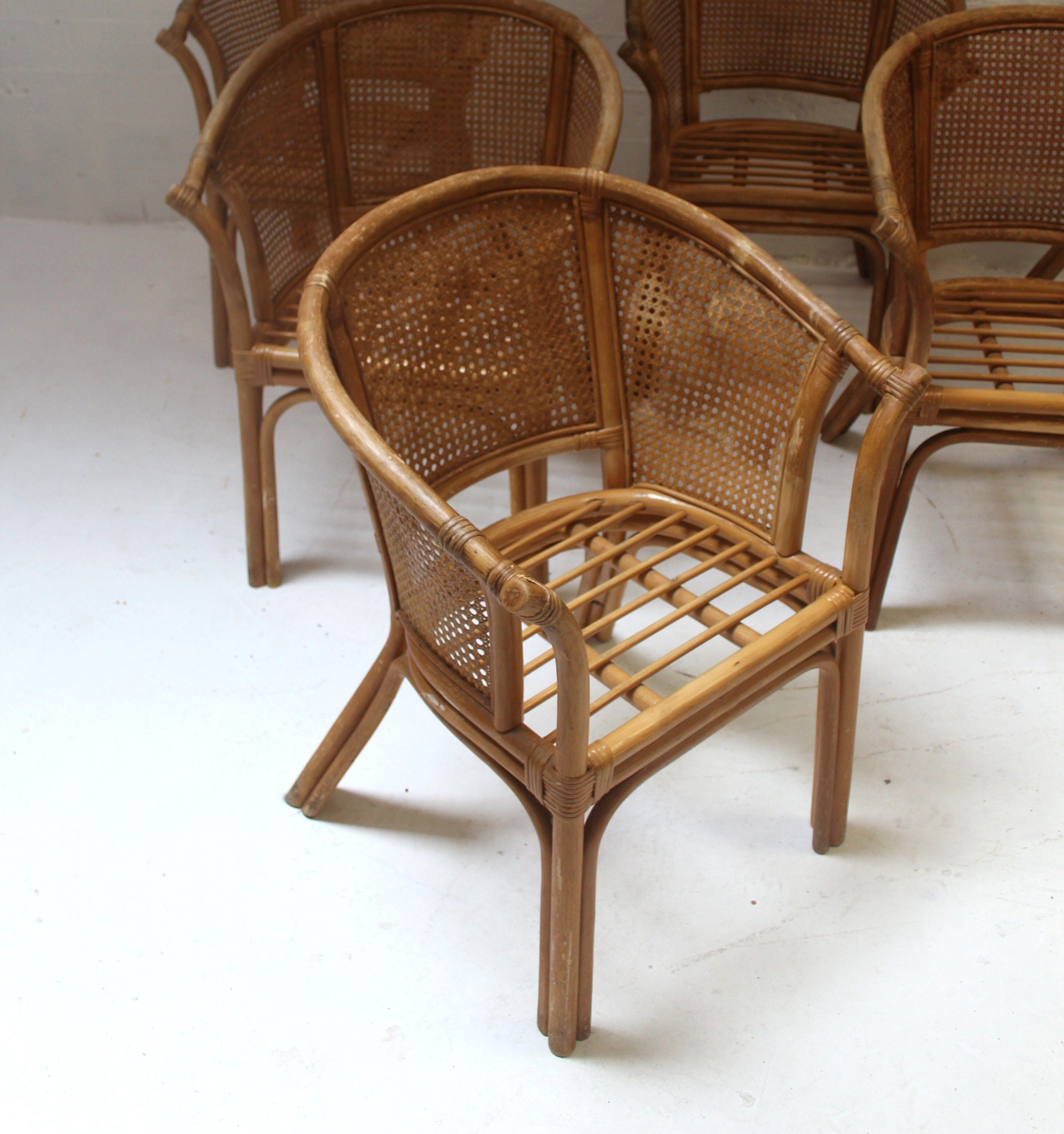 6 chaises ou fauteuils vintage en rotin