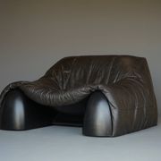 Amak Lounge Chair in brown leather by Annie Hieronimus for Cinna, 1980s