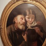 Superb old Italian school portrait of pious reading Fortunato Bello