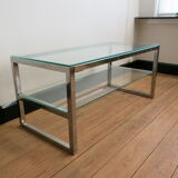 Coffee table in glass and chromed metal