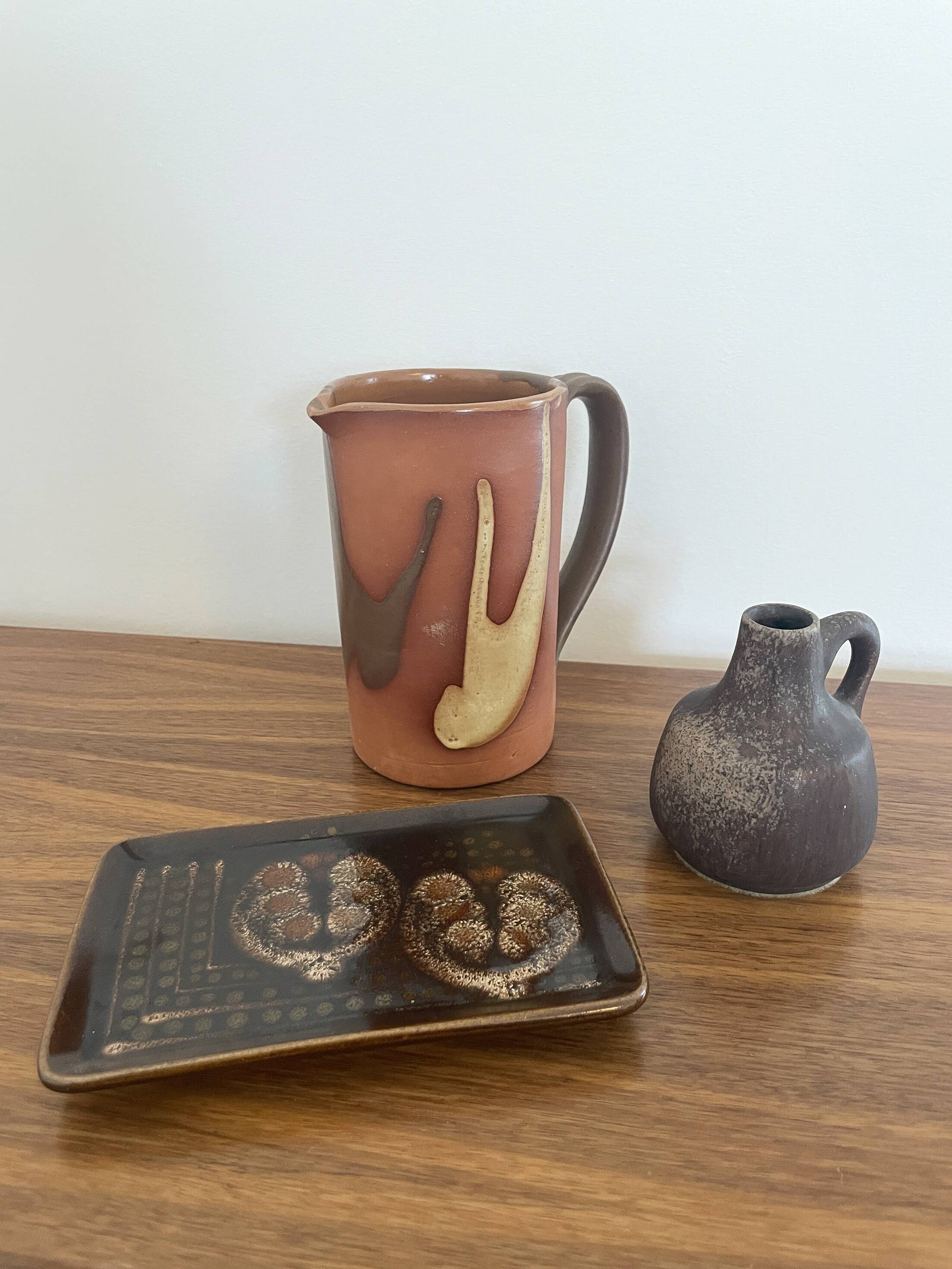 Set of 3 vintage brutalist ceramics