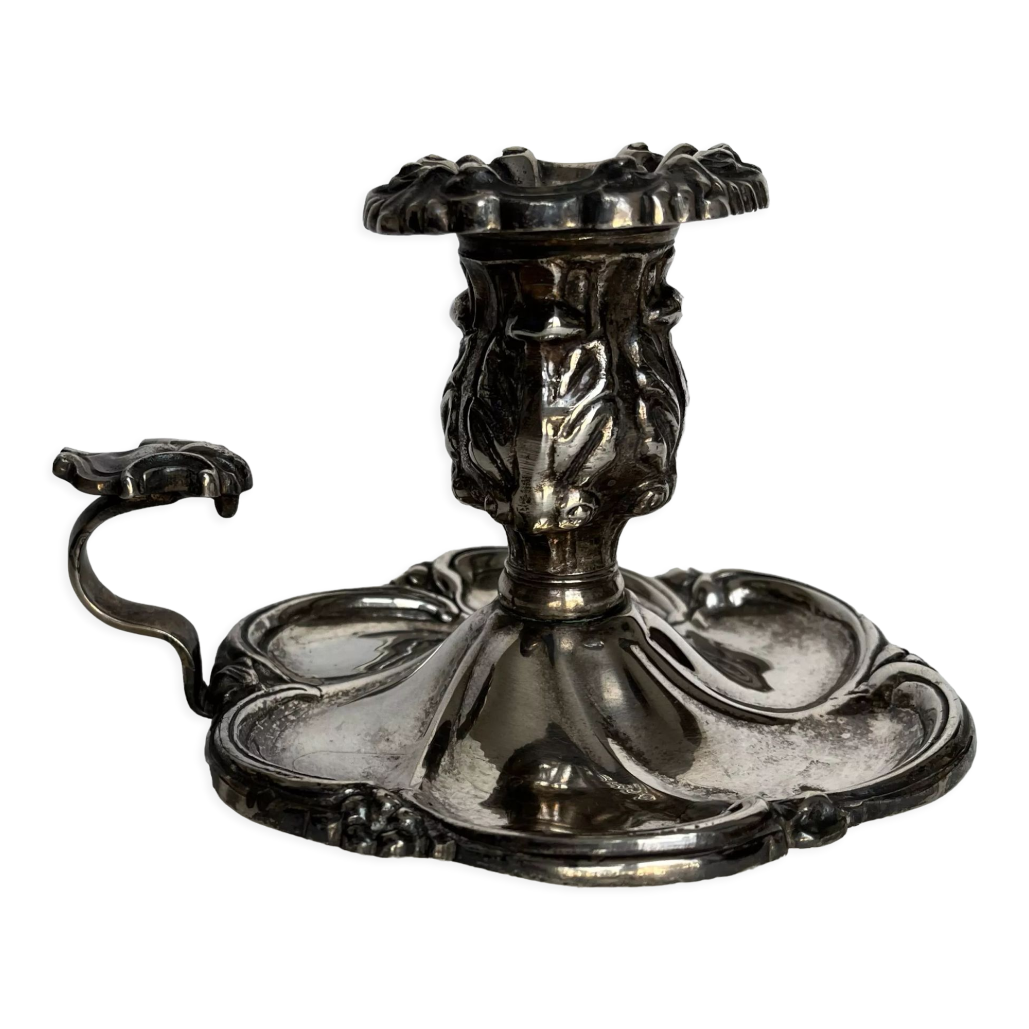 Silver metal candle holder