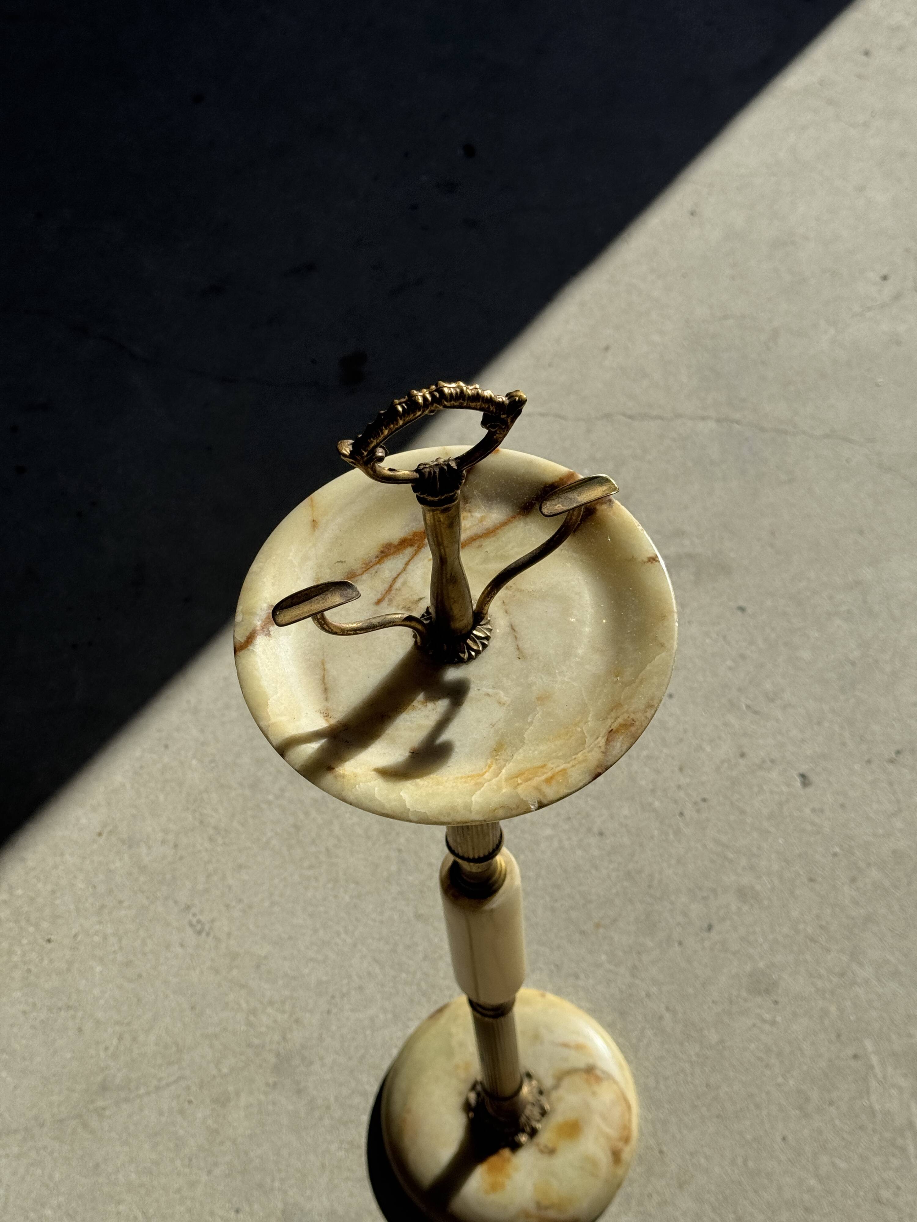 Marble and brass standing ashtray H74 D17