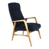 mid century vintage Fauteuil herenmodel 'Duivendrecht' donkerblauw | opnieuw bekleed