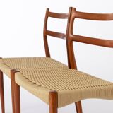 2 Søren Ladefoged chairs, teak, 1960s, papercord seat, dining chairs, set of 2