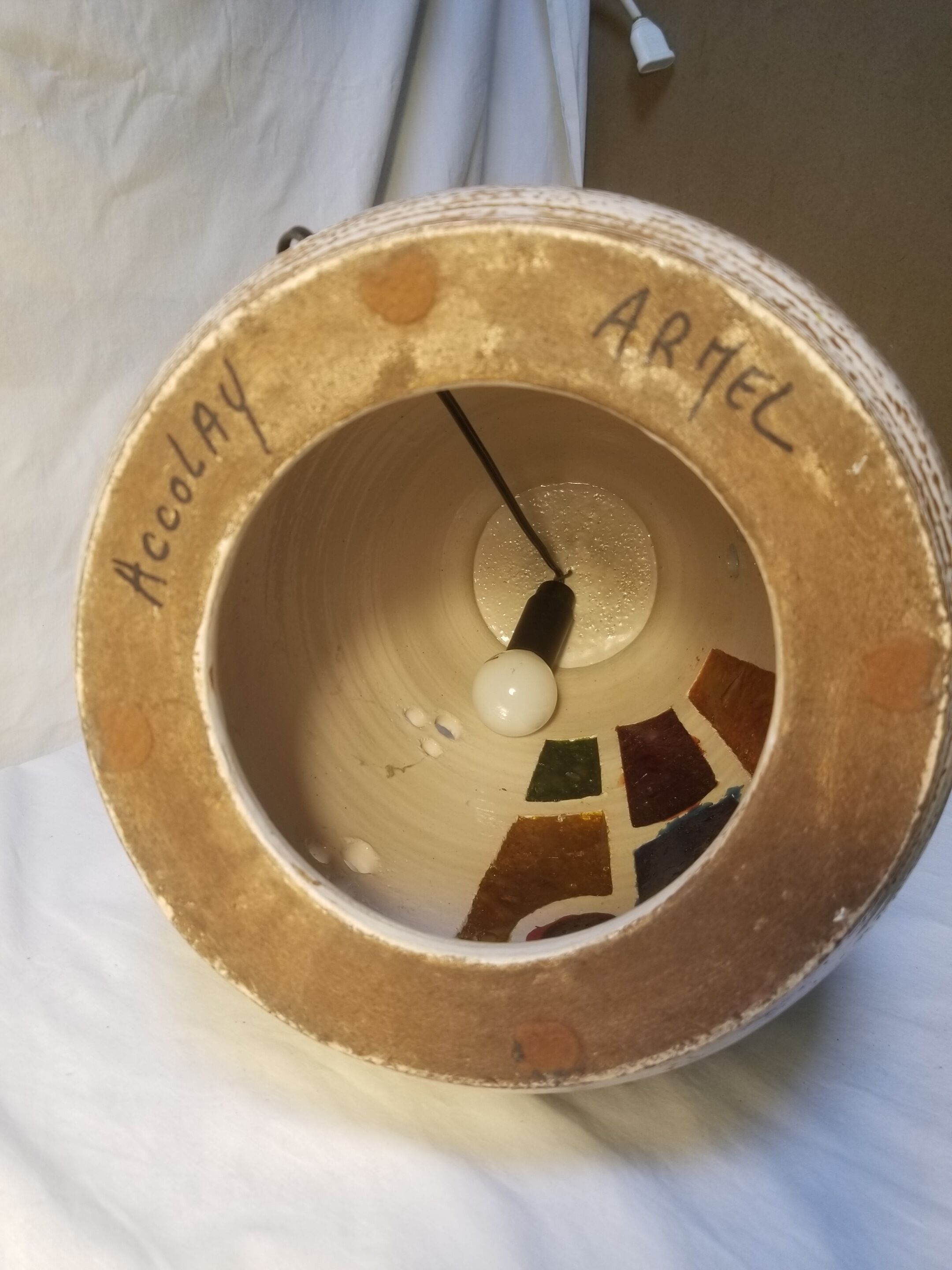 Vintage vase lamp in Accolay ceramic signed Armel - 60s/70s