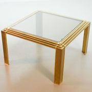 Solid Brass Square Coffee Table after Peter Ghyczy with Smokey Glass Top 70