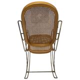 Vintage brass curved wooden rocking chair