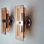 Pair of Veca wall lamps in pink Murano glass Italy 1970