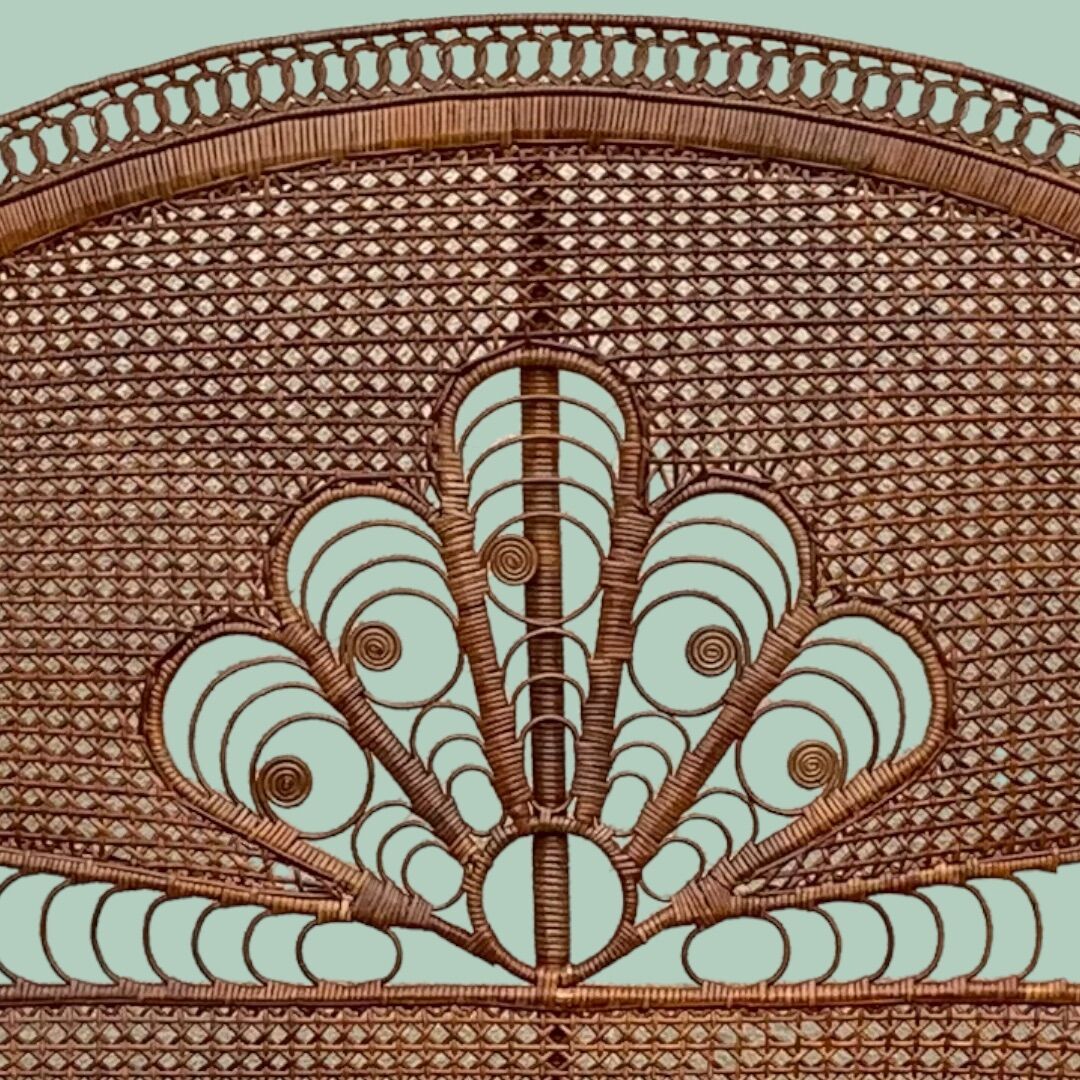 Tête de lit en rotin et cannage Emmanuelle peacock 1960