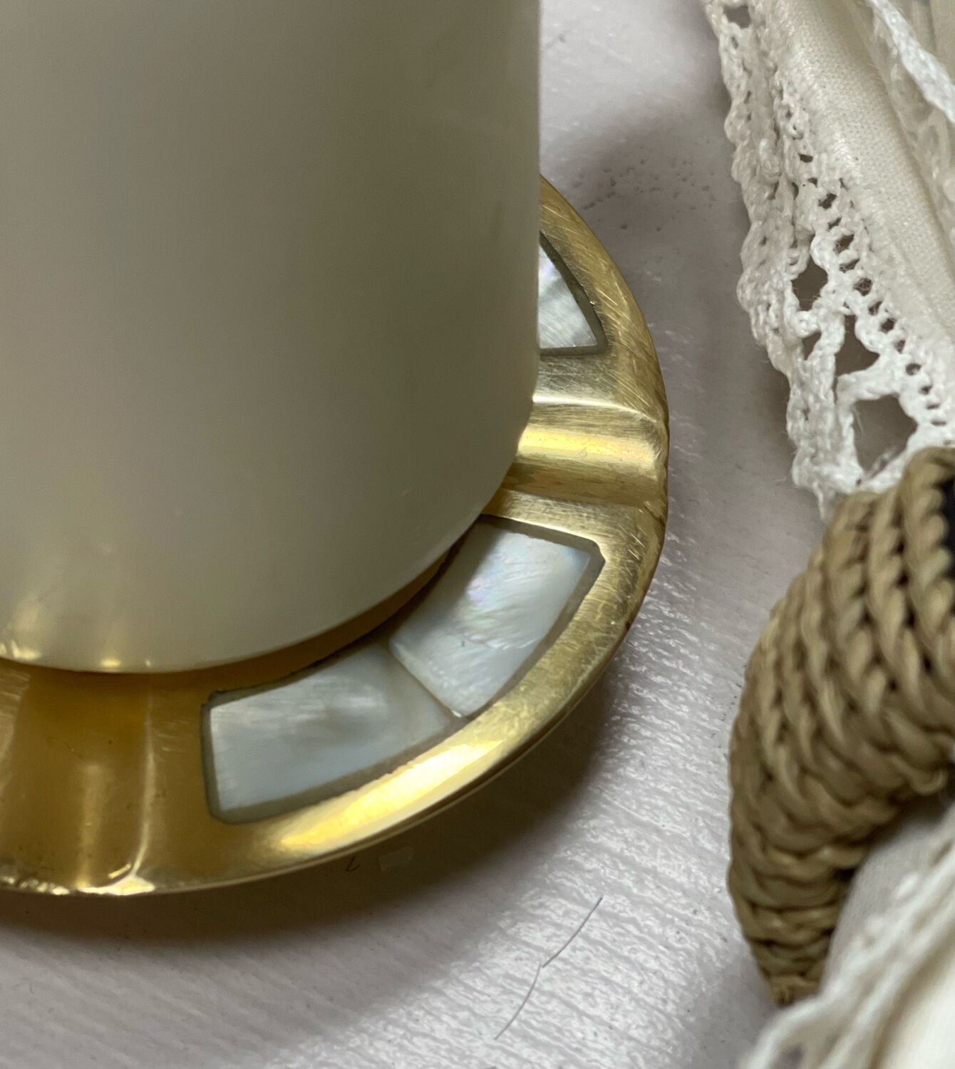 Ashtray brass and mother-of-pearl