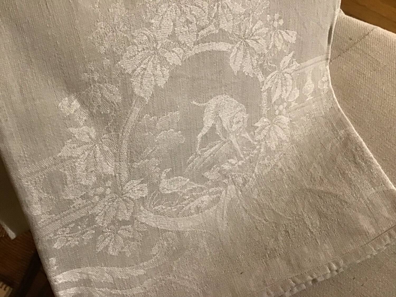 Set of 6 19th century hunting napkins marked “PB”