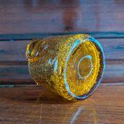 Small vase or amber bubbled glass tealight holder