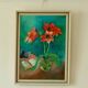 Original mid-century oil on panel – "Still Life with Flowers, Book and Object"