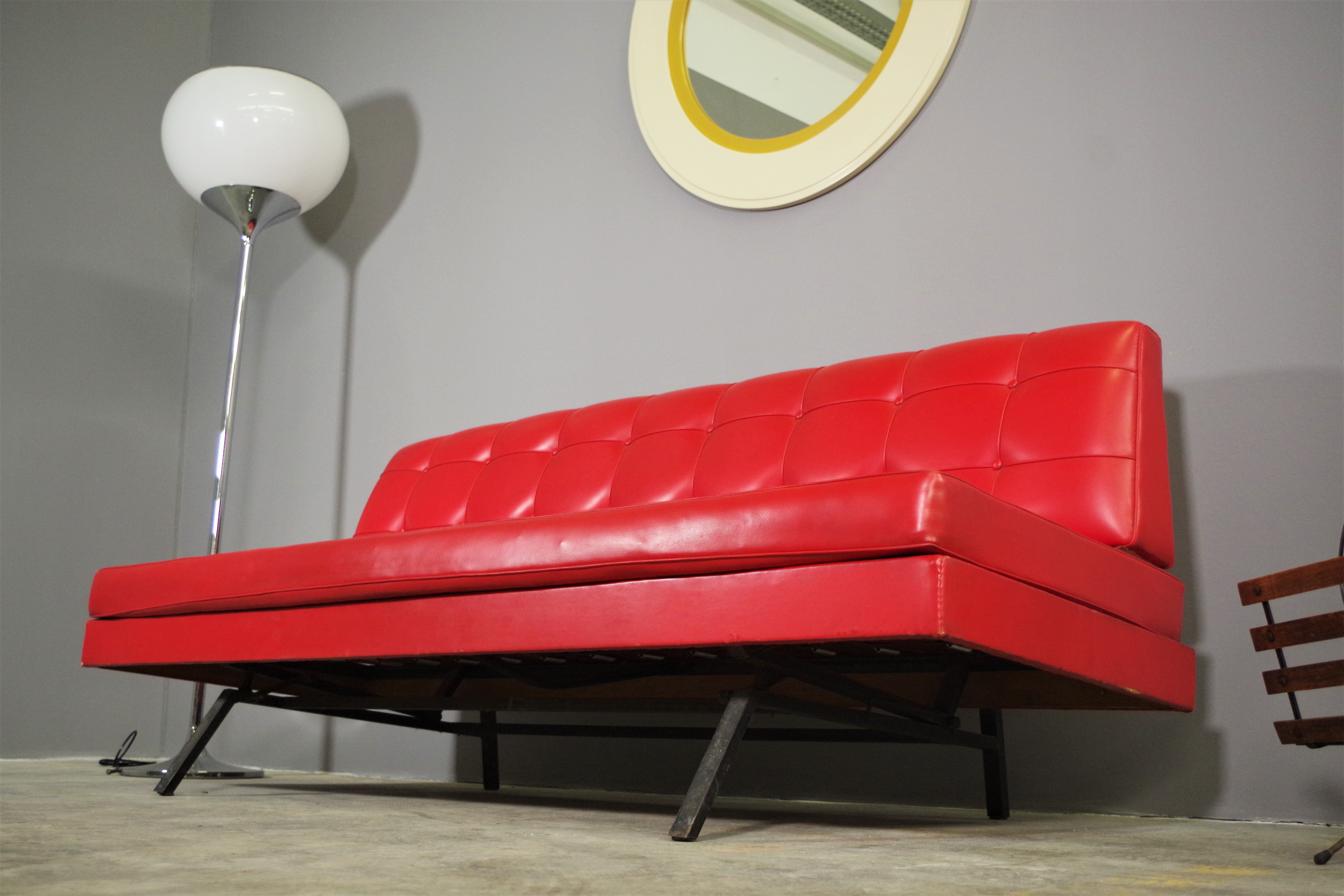Red leatherette sofa, 1970s