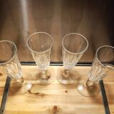 4 champagne flutes with cut sides, late 19th century