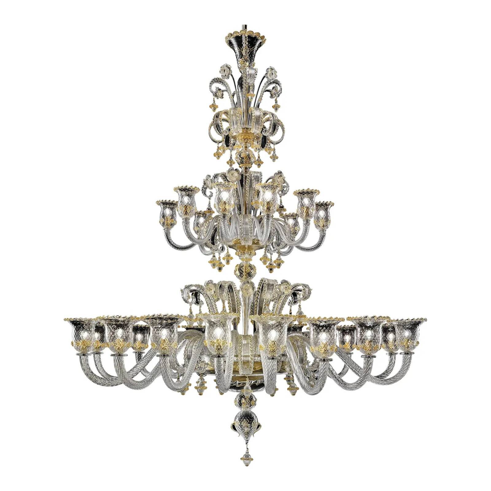 Imperial Style “Rigadin” Murano Glass Chandelier in Venetian Design