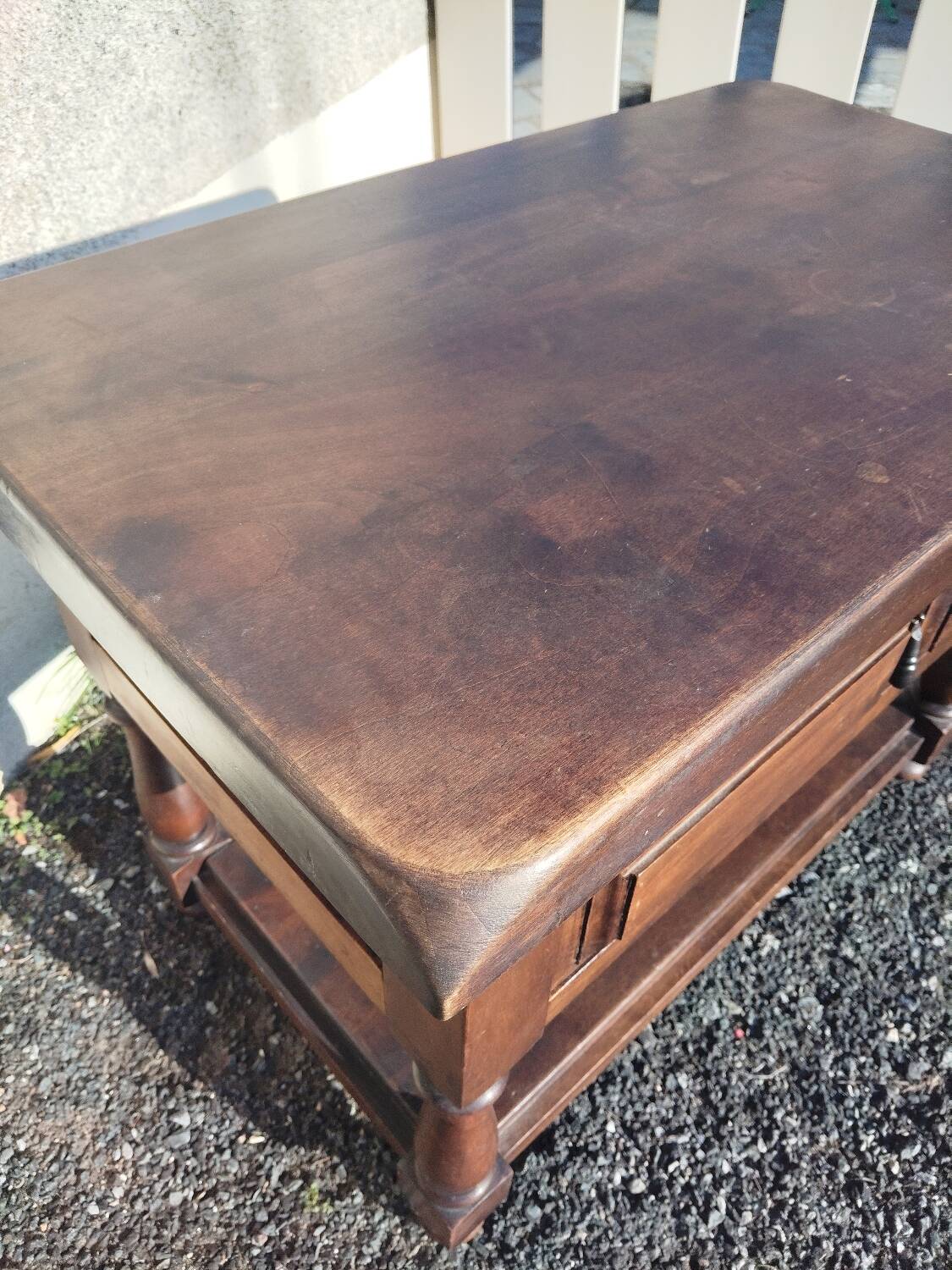 Antique solid wood side table with drawer