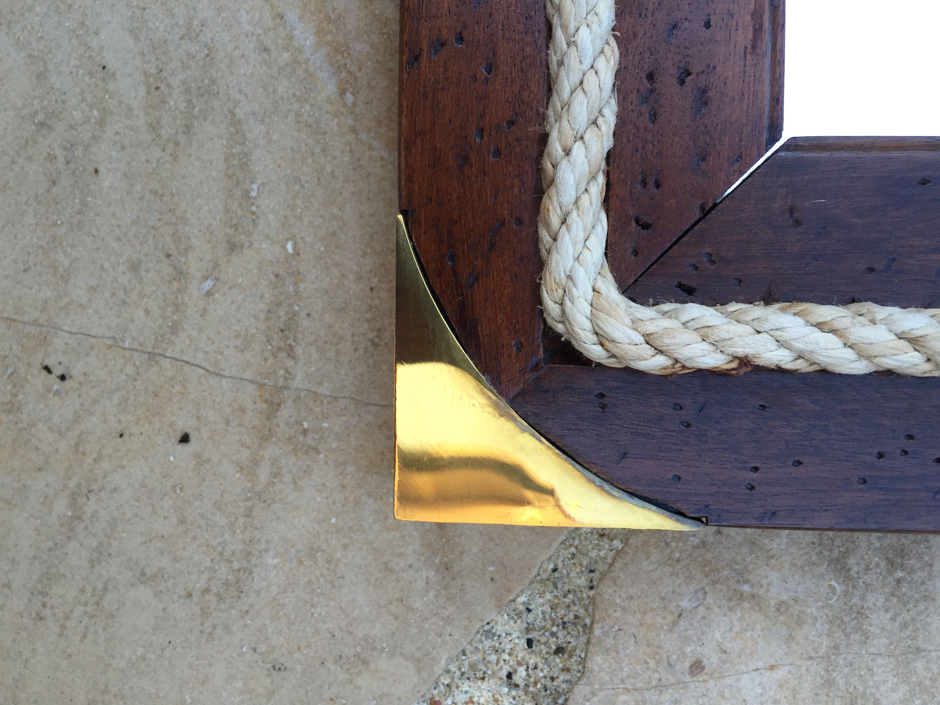 Wooden marine-style mirror 66 x86 cm