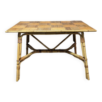 Table en rotin des années 50