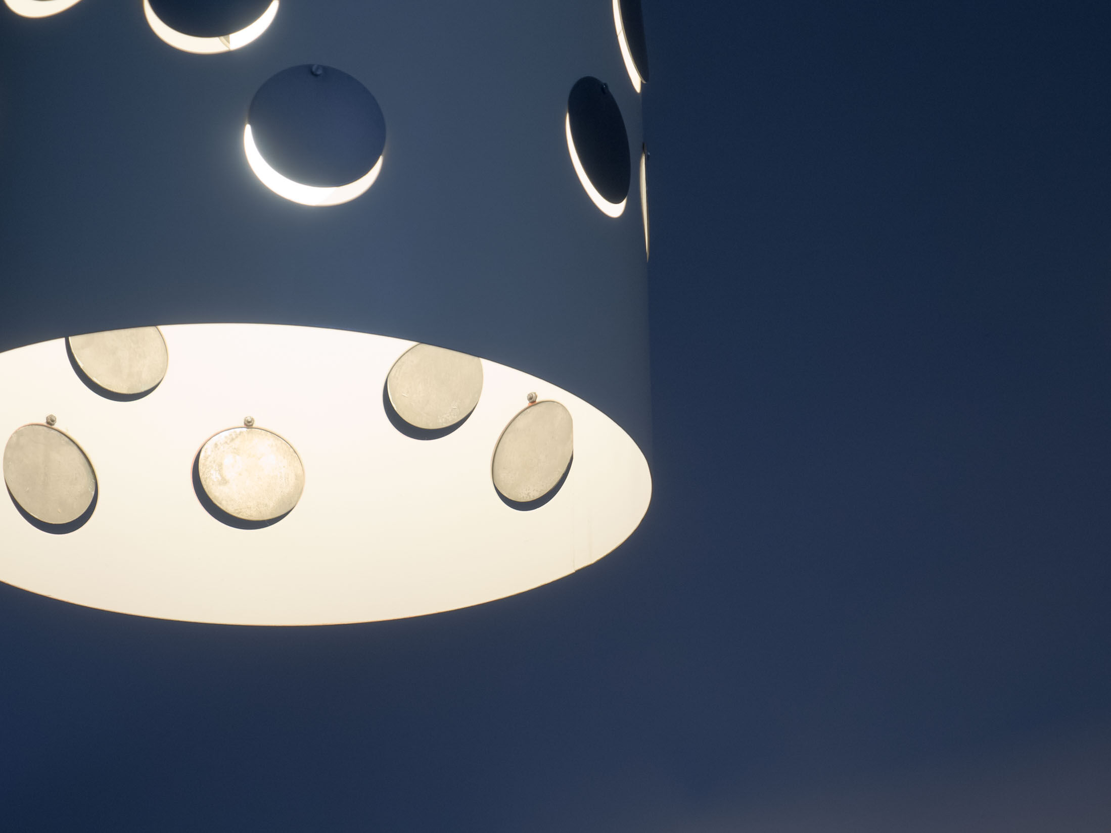 Vintage conical white and silver pendant light