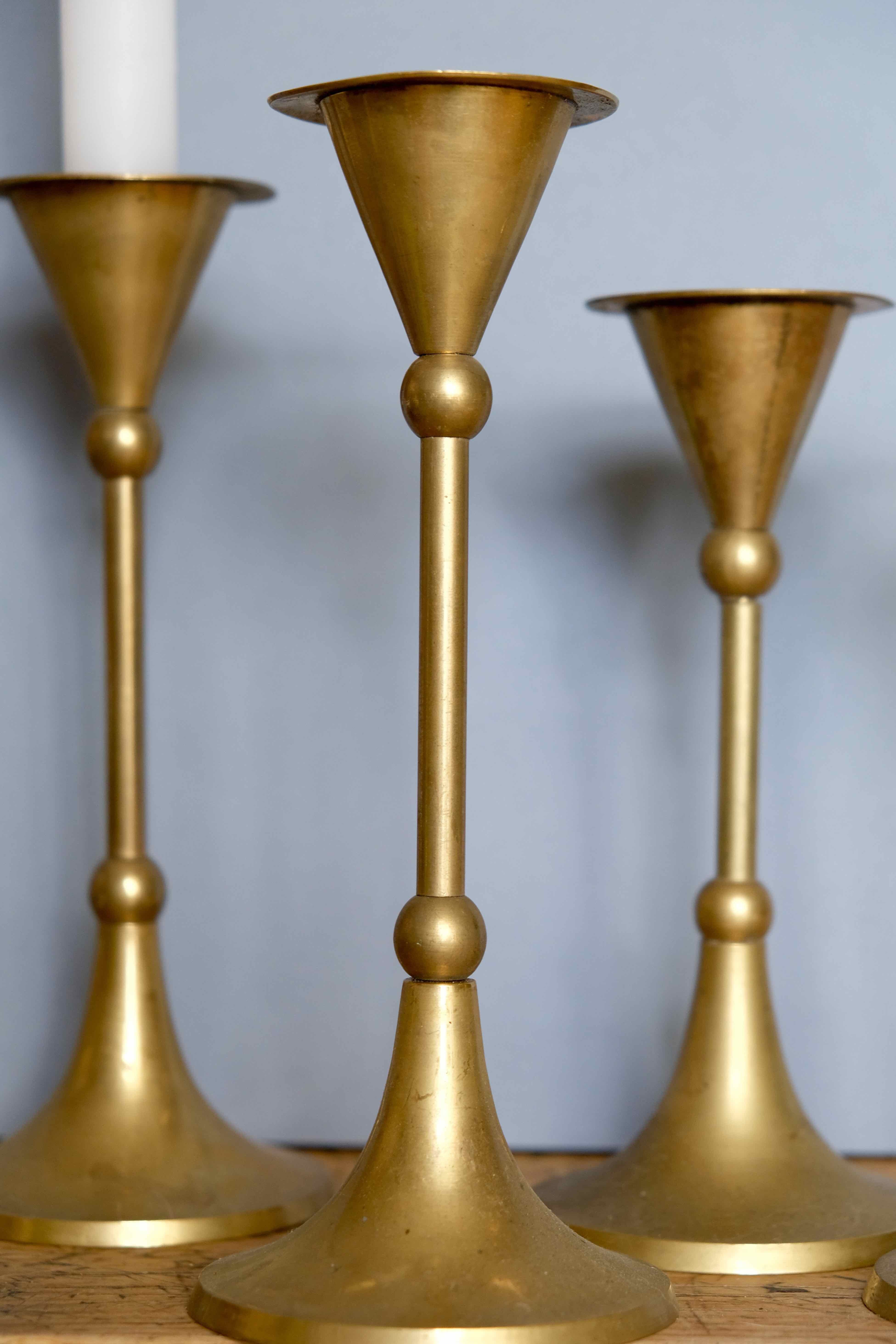 Set of 4 massive brass candlestick vintage