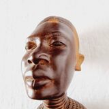 Pair of Busts or Sculptures of African Men and Women in high quality carved wood used