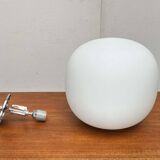 Minimalist suspended glass ball lamp from the vintage German space age by Glashütte Limburg, 1970s.