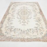 6x10 Cream & Beige Oriental Turkish Area Rug, 193x298Cm