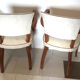 Paire de fauteuils bridge skai blanc an 50/60 bois ressort deco vintage art deco