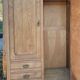 Antique Parisian wardrobe in solid raw oak: hanging space + shelves