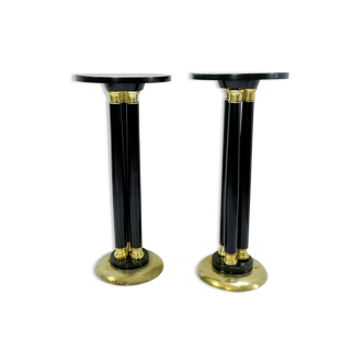 Pair of black and gold guéridons