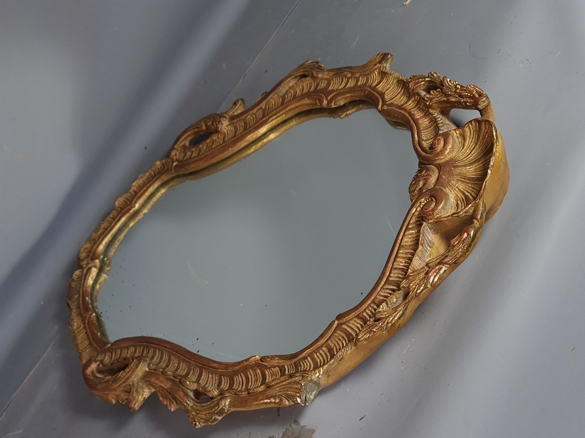 Old mirror frame gilded wood decoration shells and rinses Louis XV style 58x42 cm SB