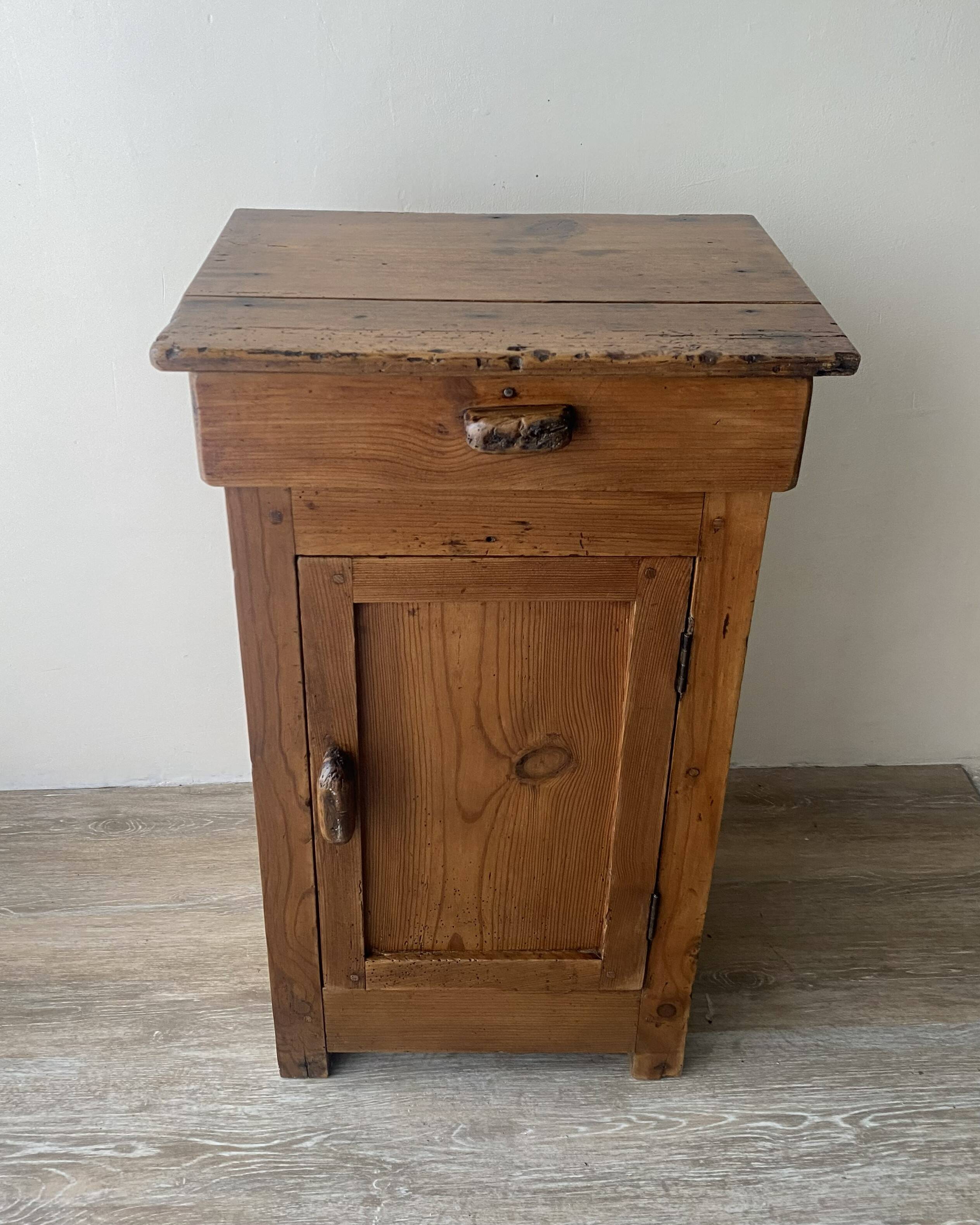 Rustic antique bedside table - peasant piece