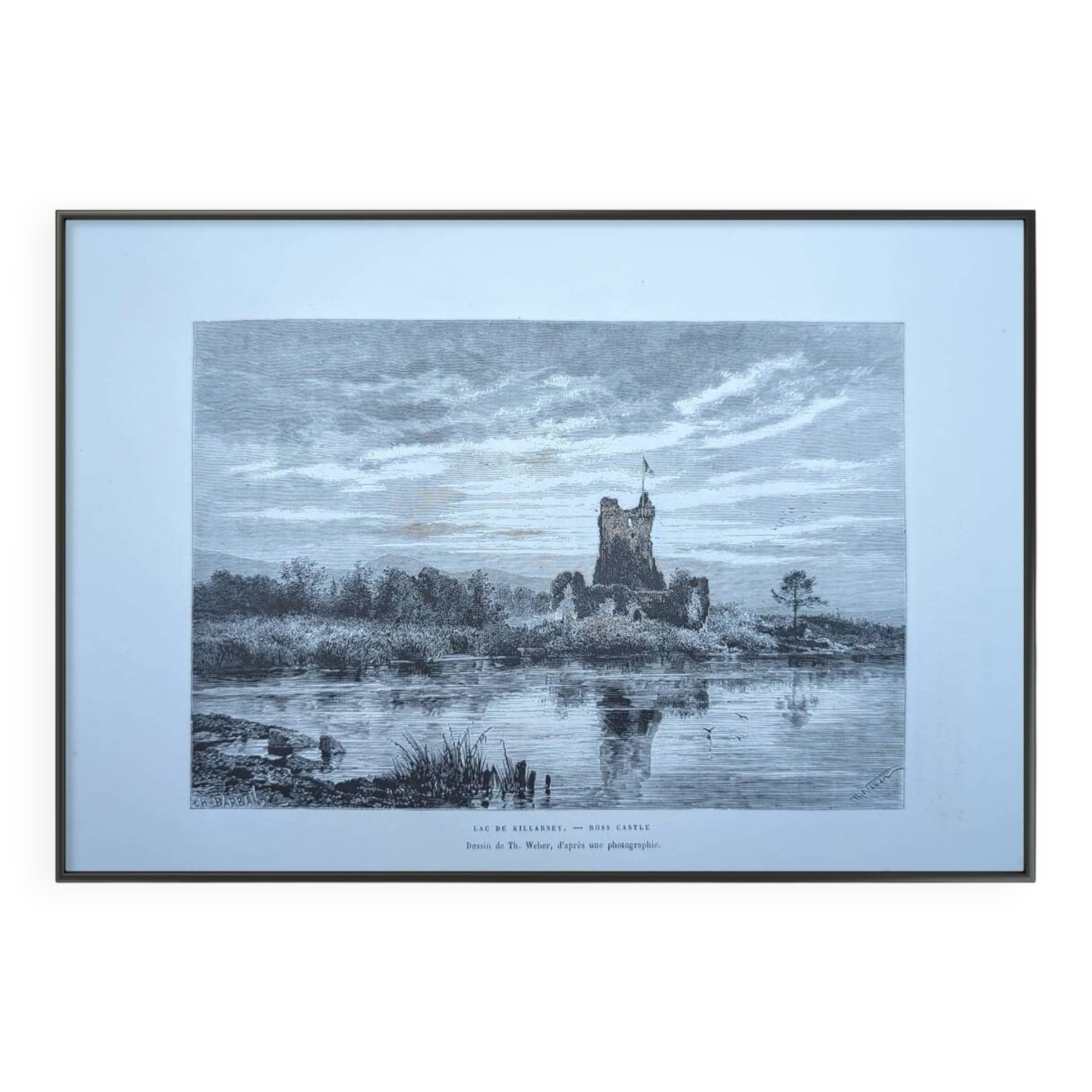 Ross Castle, Killarney, Ireland, printed illustration from 1879.