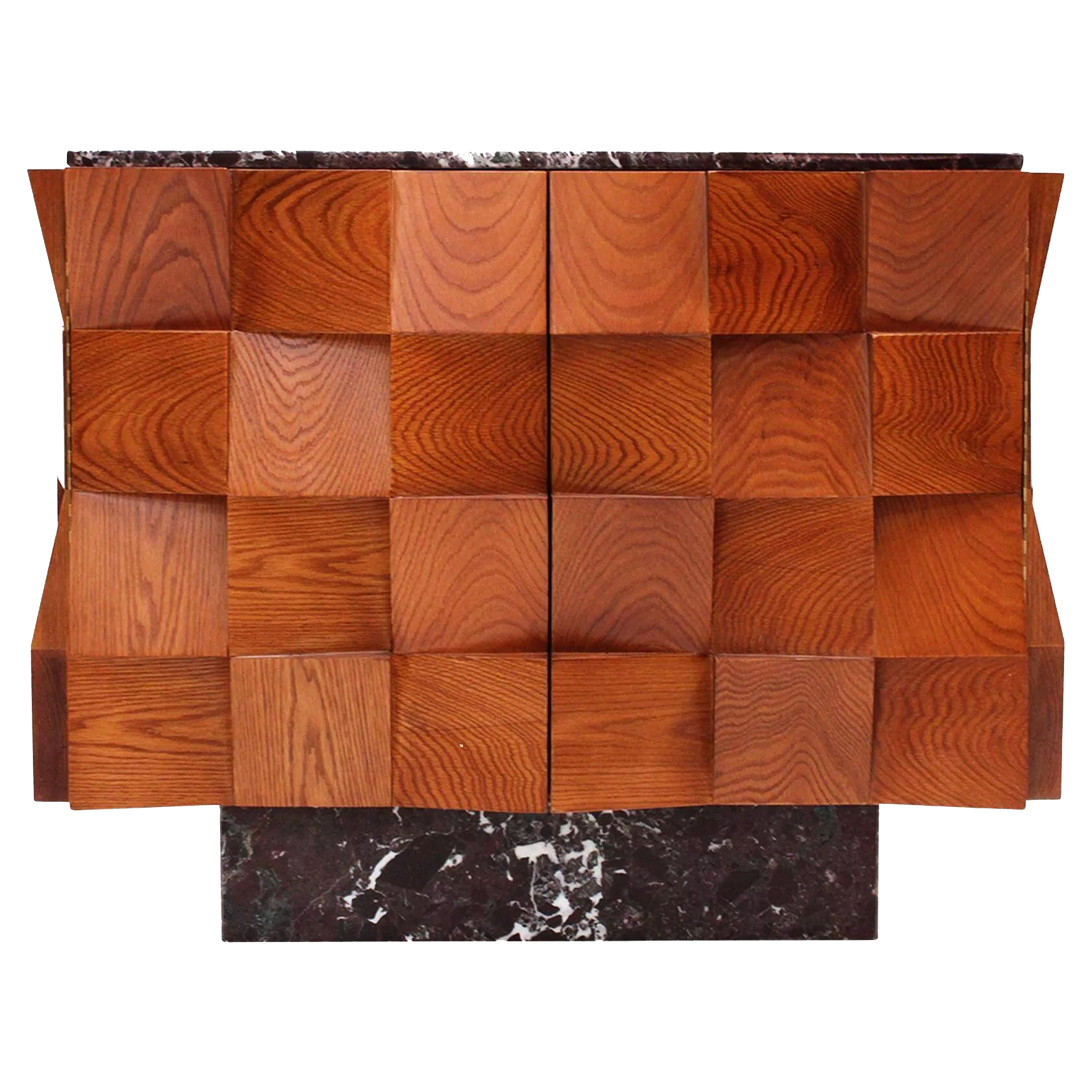 Contemporary Modern Sideboard in Wood and Burgundy Marble Top, Italy