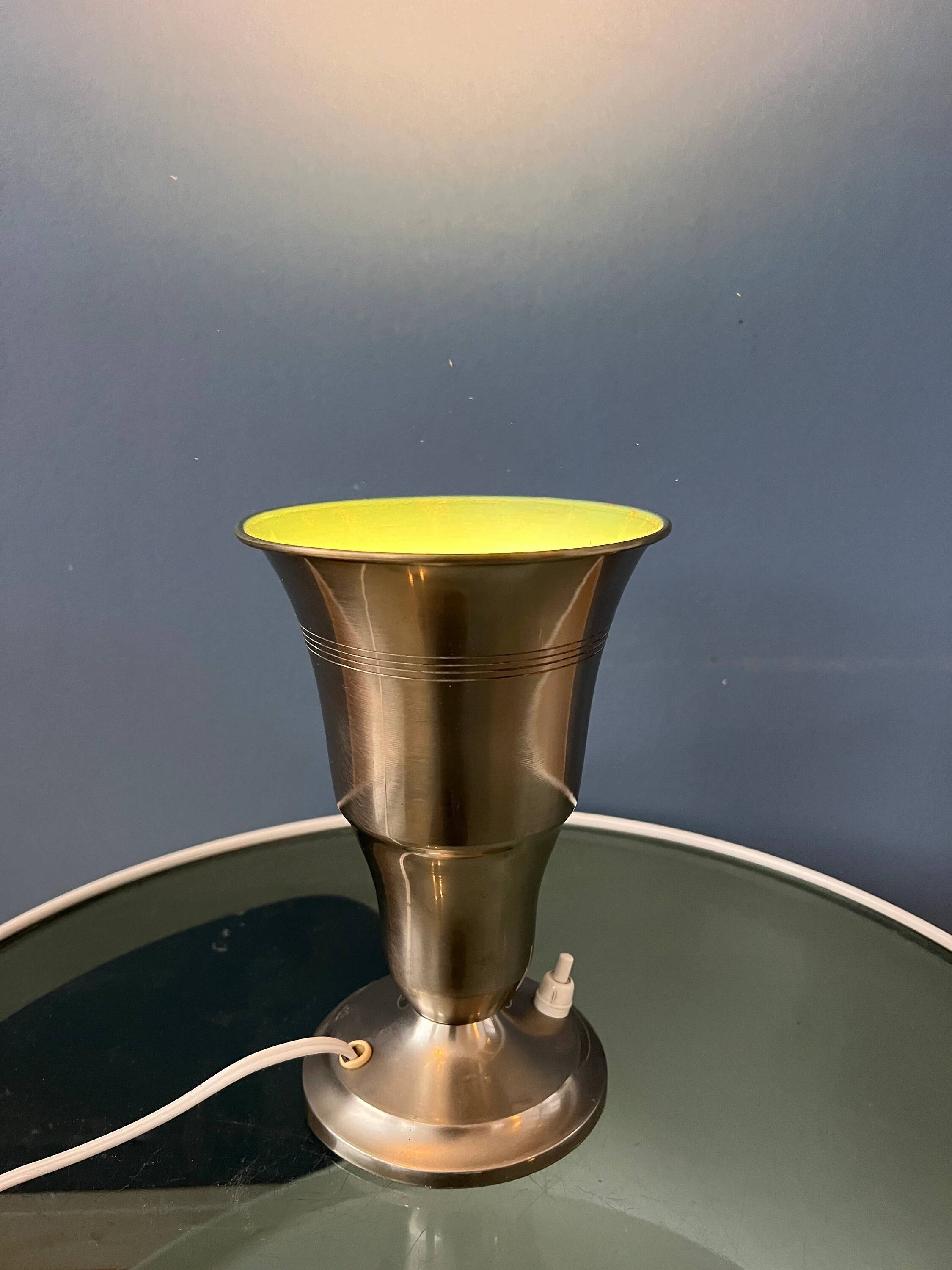 Table uplighter lamp "Cup" in metal, silver colour