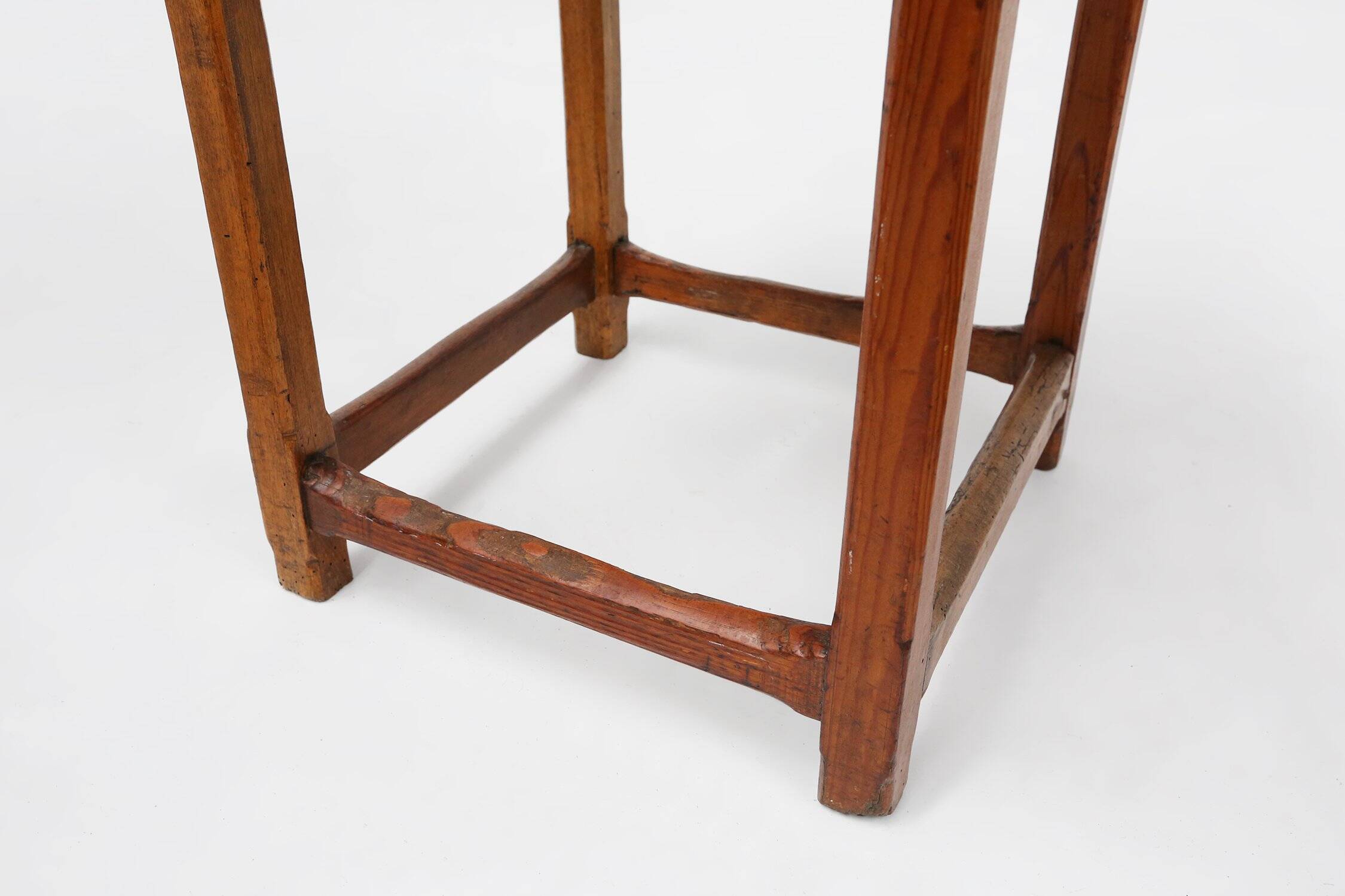 Industrial Square Wooden Stool with Handle, Belgium, 1920s