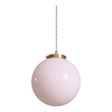 Art Deco suspension in white opaline and brass
