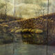 Screen by Bernard Cuenin with lacquered landscape, circa 1970