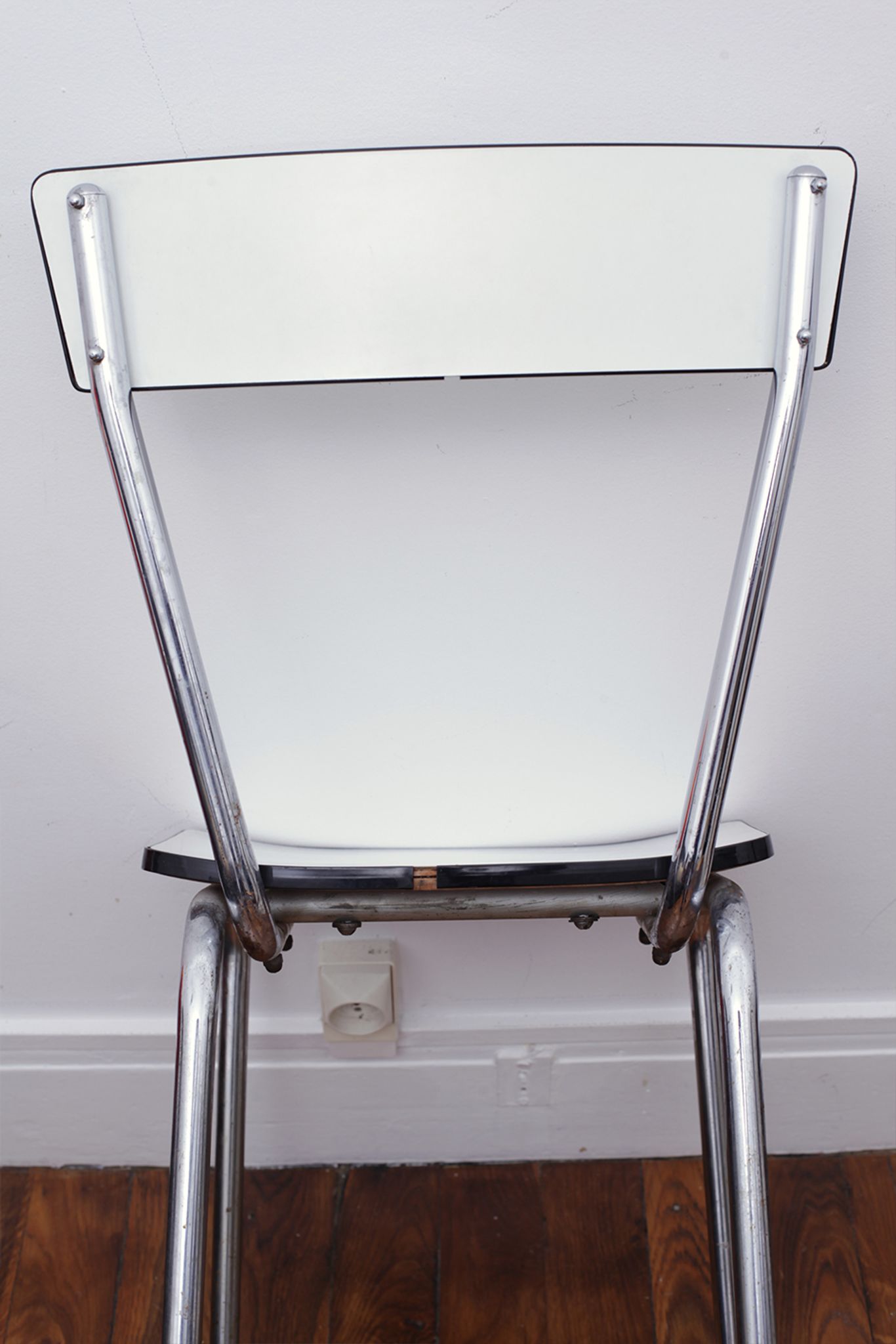 White and black formica chair 70s