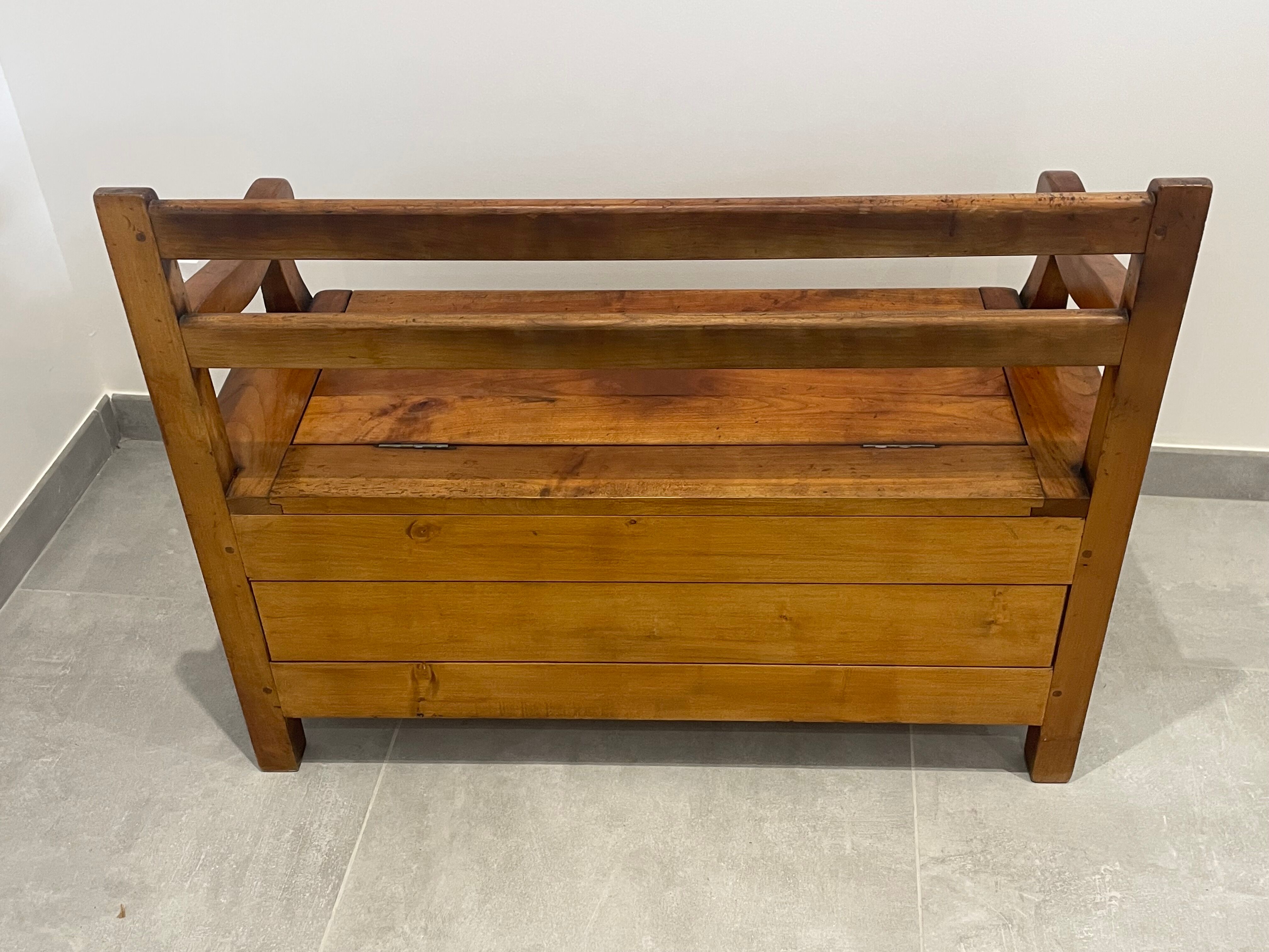 Rustic fruit wood chest bench, children's room