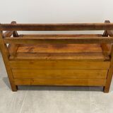 Rustic fruit wood chest bench, children's room